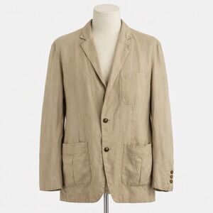 The Territory Ahead Mens XL Tan 100% Linen 2-Button Casual Blazer Jacket T1613